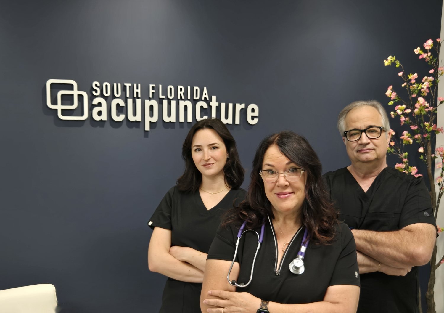 Susan Mitchell, AP, and the South Florida Acupuncture team at the Fort Lauderdale clinic